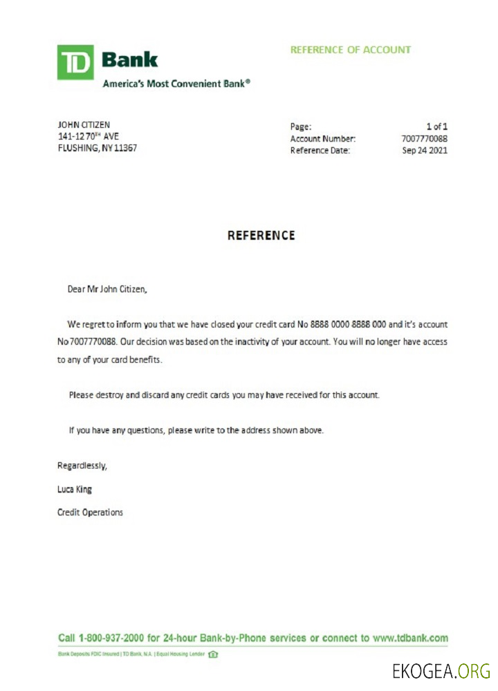 Référence USA , TD , closure